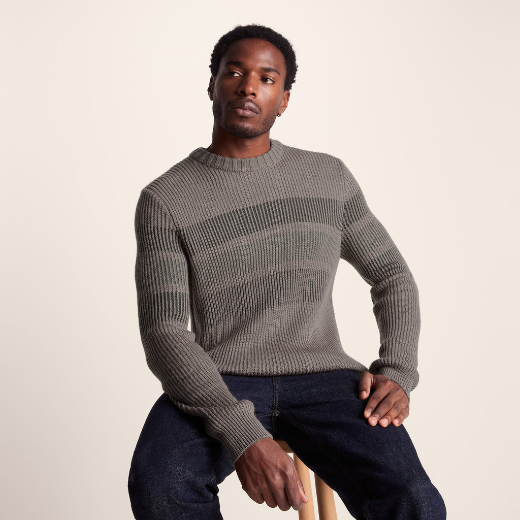 Leonard Mens Chunky Knitted Jumper - Mid Grey - Image 4