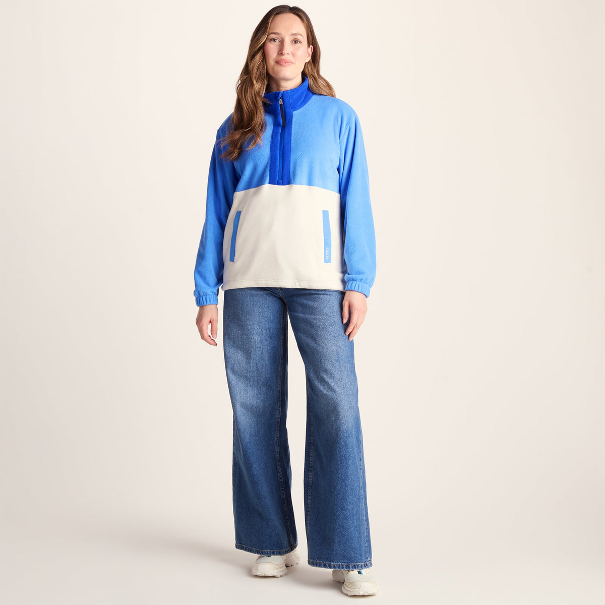 Lowca Womens Relaxed Fit 1/2 Zip Microfleece - Cornflower Blue - Image 2