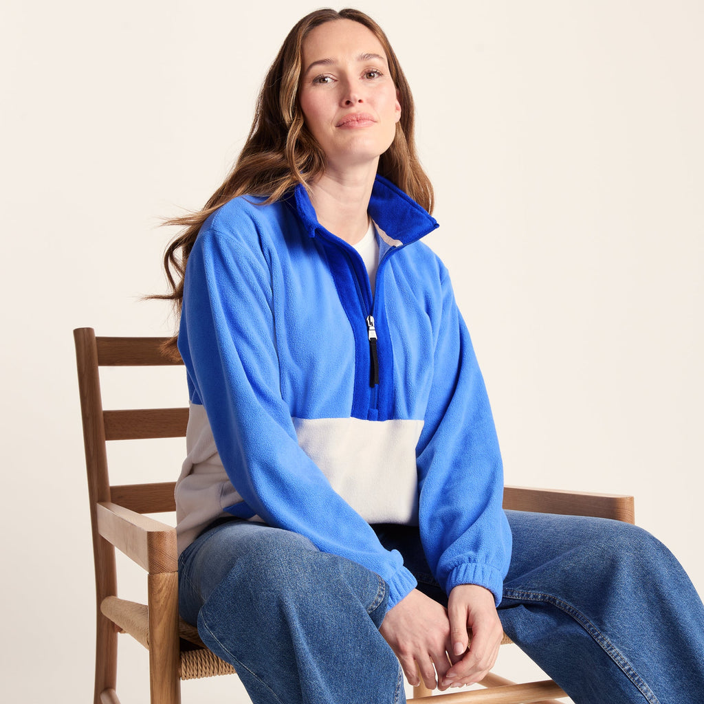 Lowca Womens Relaxed Fit 1/2 Zip Microfleece - Cornflower Blue - Image 4