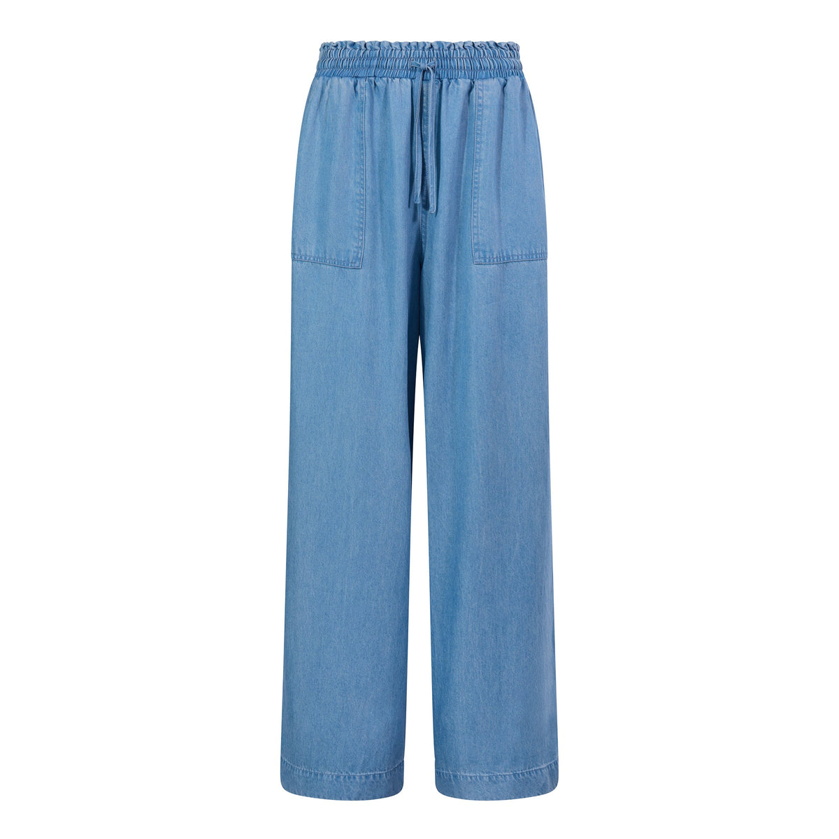 Lucy Womens Wide Leg Denim Look Trousers - Faded Indigo - Image 7