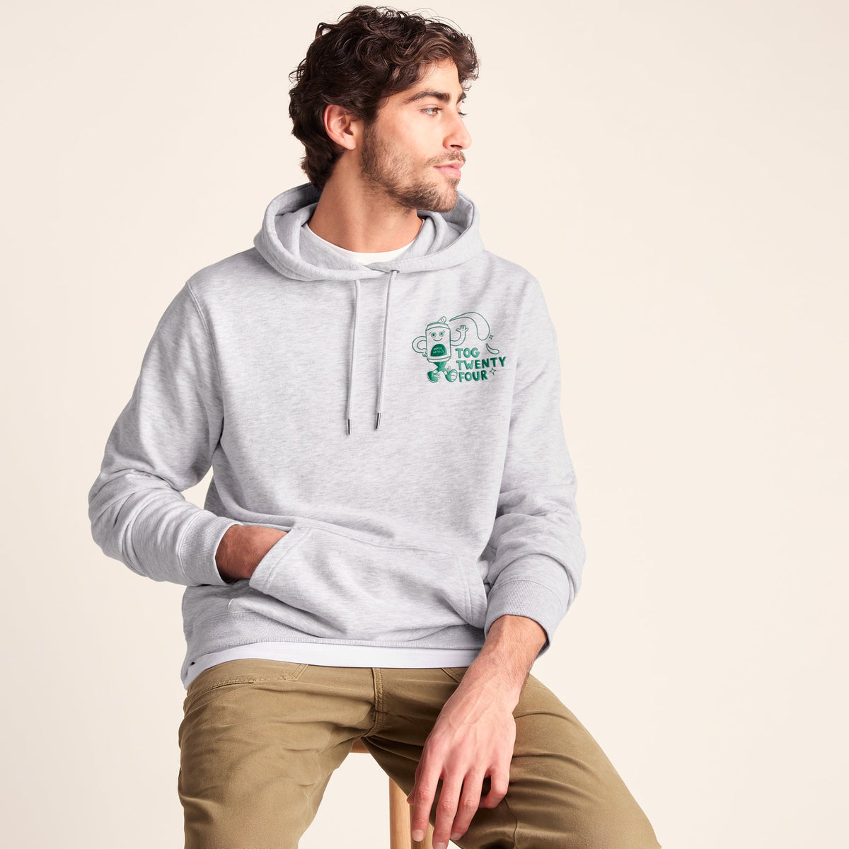 Malley Mens Relaxed Fit Supersoft Hattie Clark Hoody - Light Grey Marl - Image 5