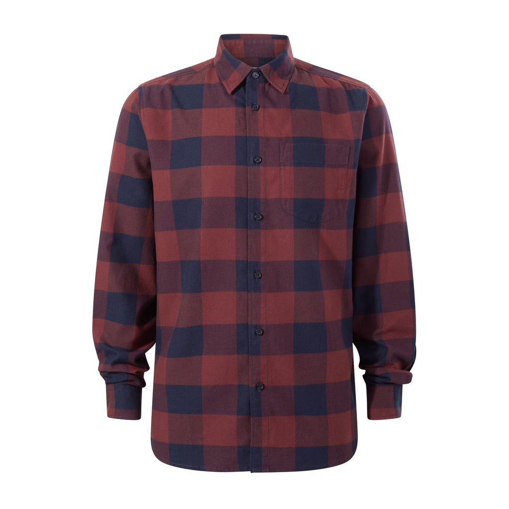 Marcel Mens Brushed Flannel Check Shirt - Blue & Brown Check - Image 7