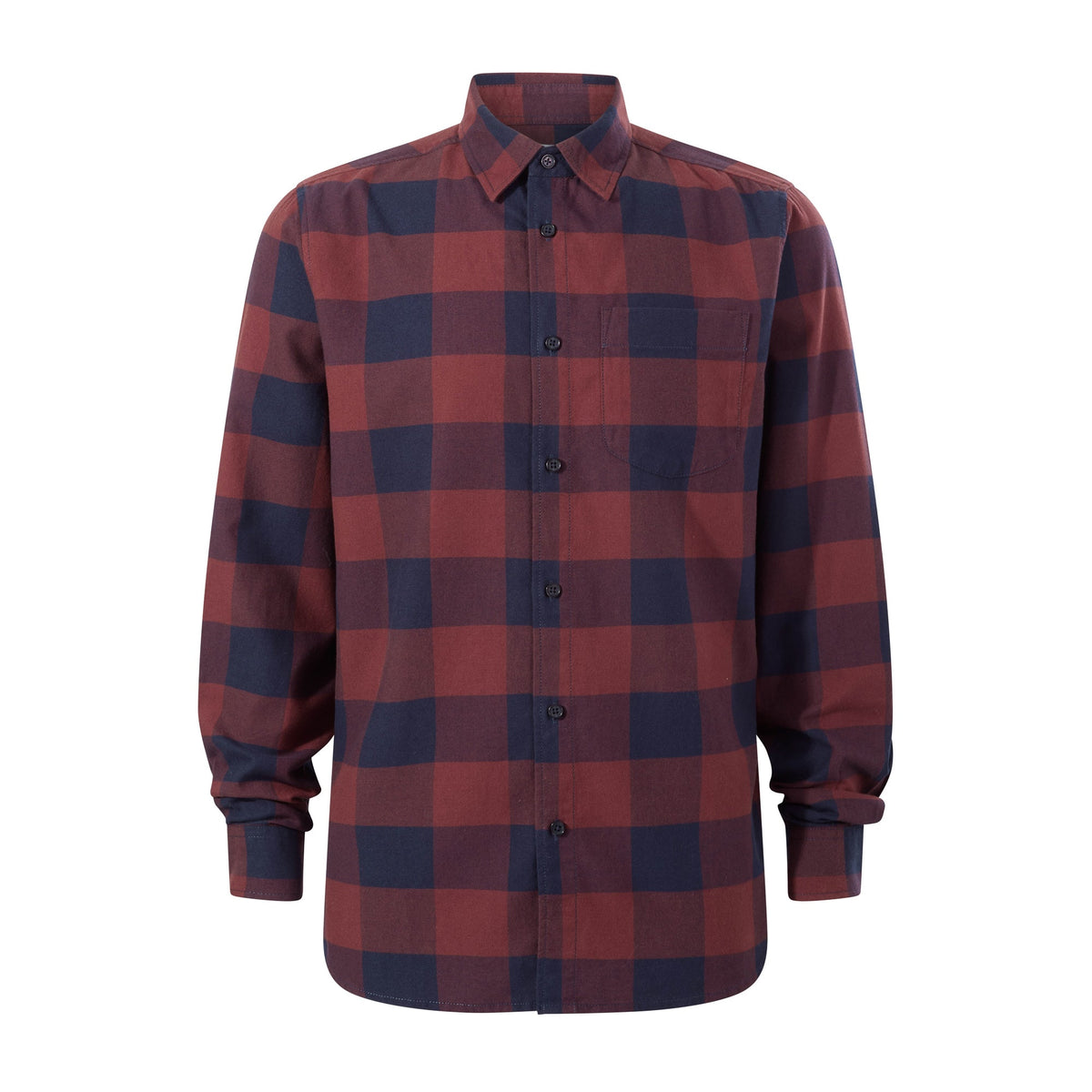 Marcel Mens Brushed Flannel Check Shirt - Blue & Brown Check - Image 7