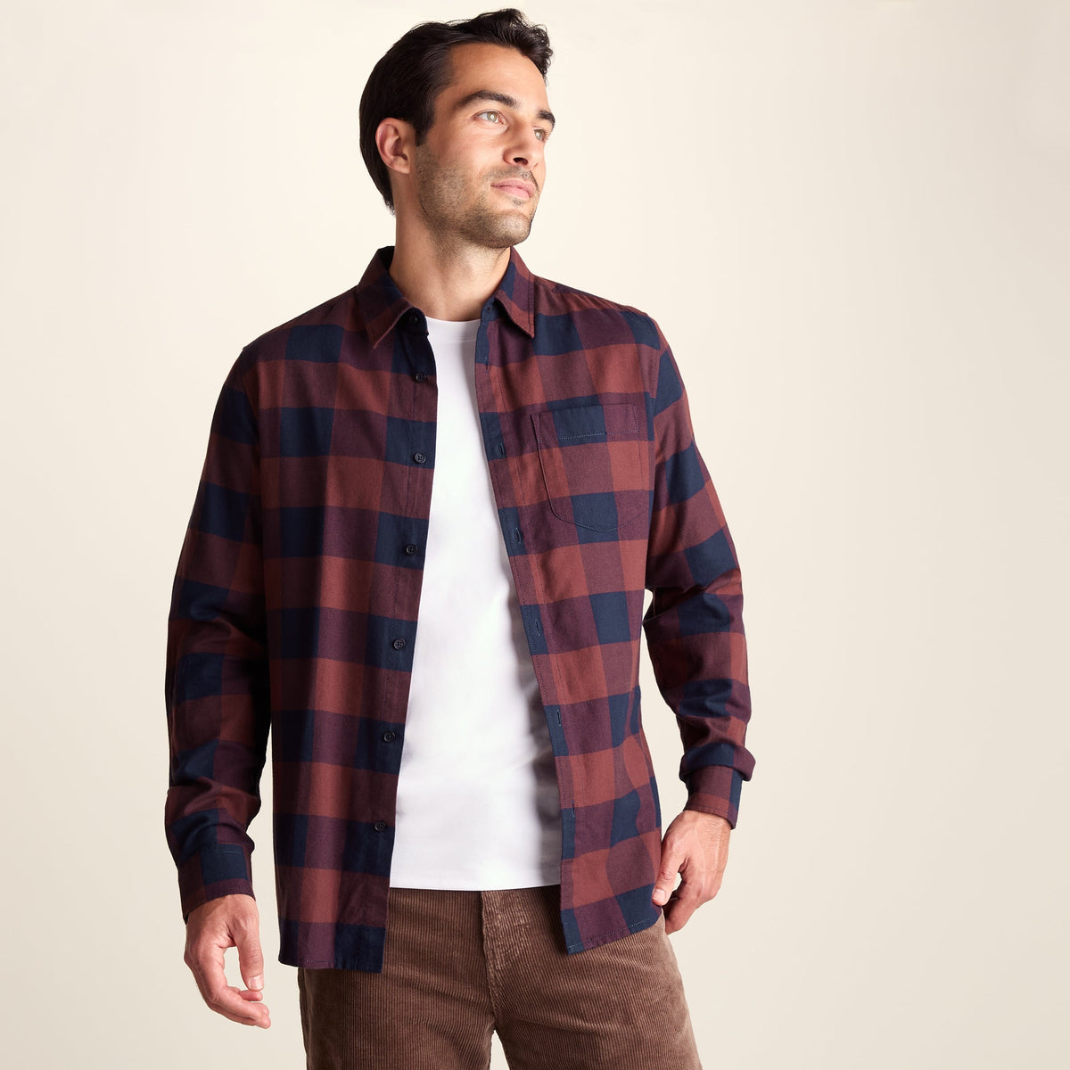 Marcel Mens Brushed Flannel  Check Shirt - Blue & Brown Check
