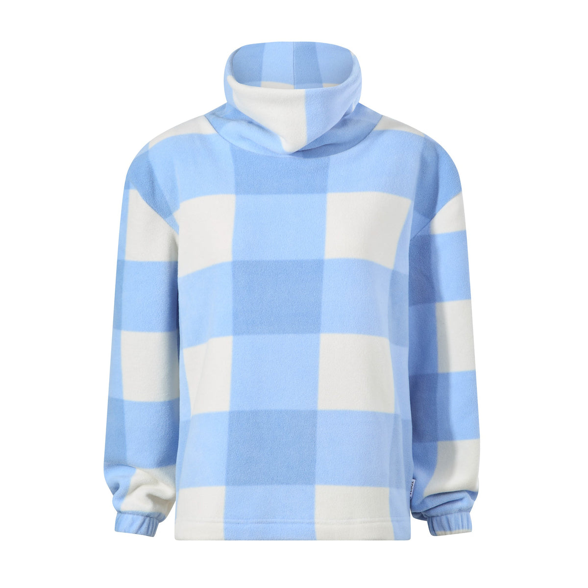 March Womens Relaxed Fit Microfleece Pullover - Powder Blue Gingham - Image 6