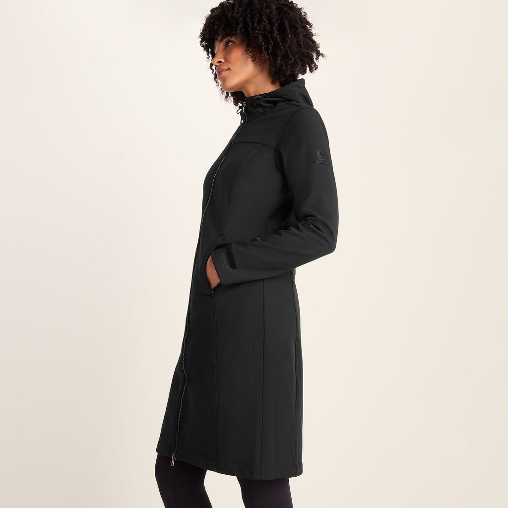 Marina Womens Long Water Resistant Softshell Jacket - Black - Image 6
