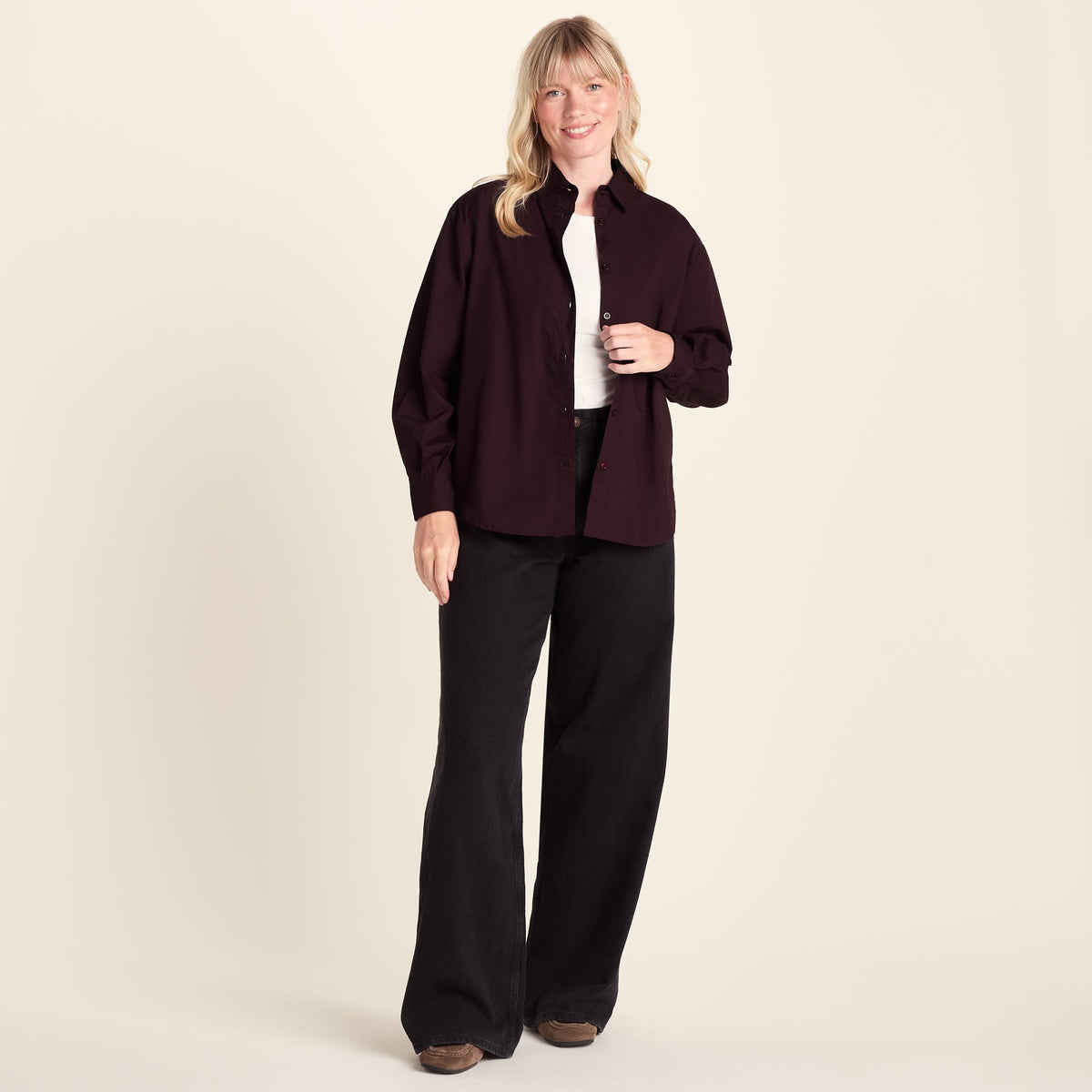 Marnie Womens 100% Cotton Oversized Shirt - Huckleberry - Image 3