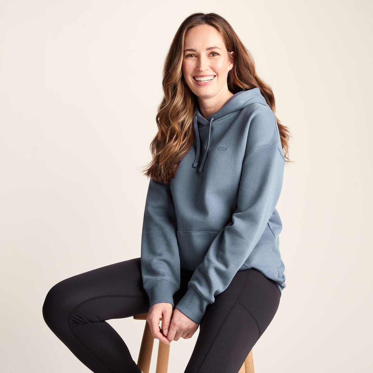 Meera Womens 100% Cotton Relaxed Fit Hoody - Smokey Blue - Image 5