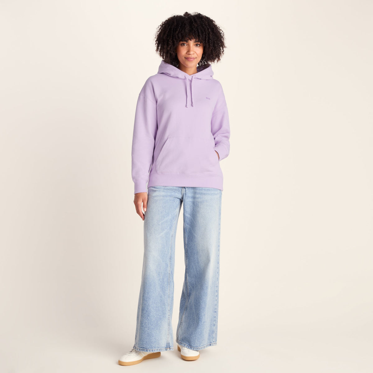Meera Womens 100% Cotton Relaxed Fit Hoody - Lilac Blossom - Image 2