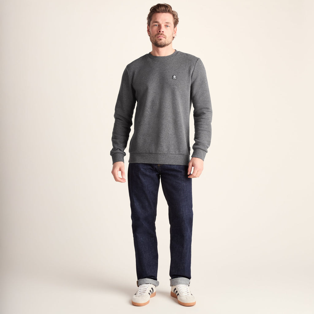 Mellor Mens Supersoft Cotton Rich Sweat - Dark Grey Marl - Image 2