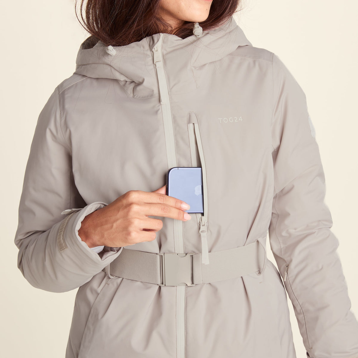 Meribel Womens Performance Waterproof Ski Jacket - Simply Taupe - Image 10