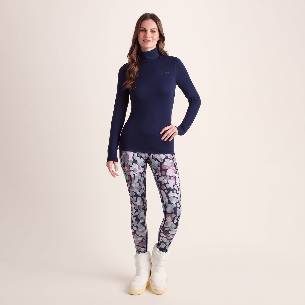 Meru Womens Cashmere Touch Roll Neck Base Layer - Oxford Blue - Image 2