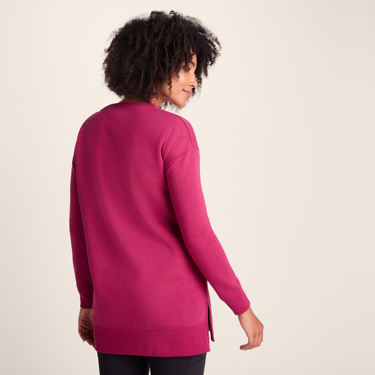 Michelle Womens Cotton Blend Sweat - Washed Burgundy - Image 3