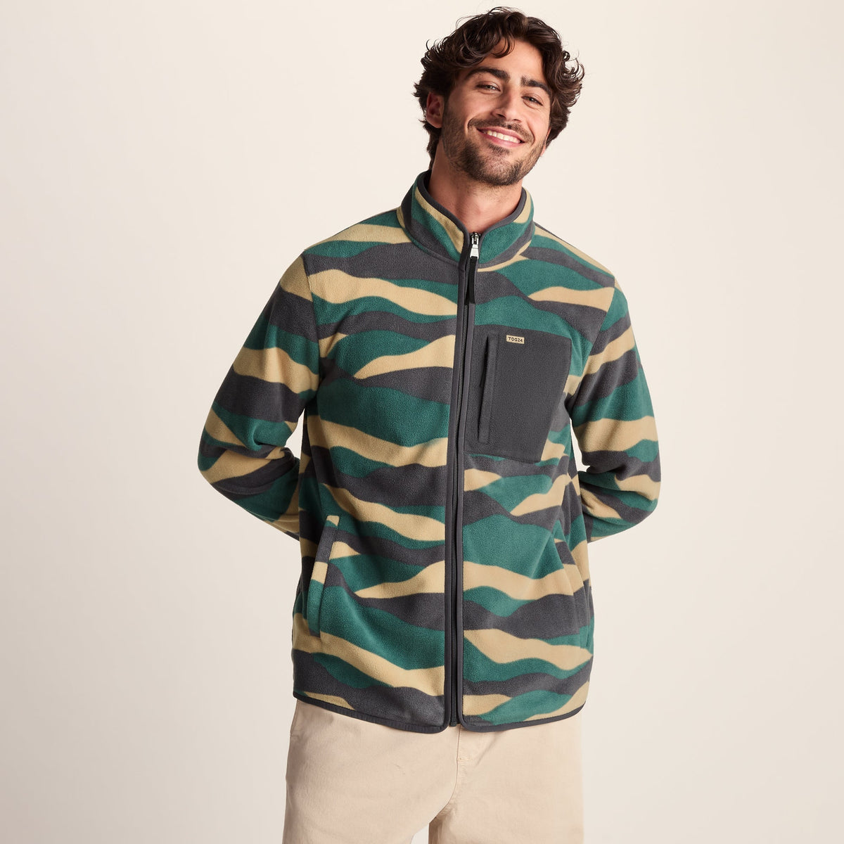 Miles Mens Relaxed Fit Microfleece Jacket - Sand Landscape Print - Image 6