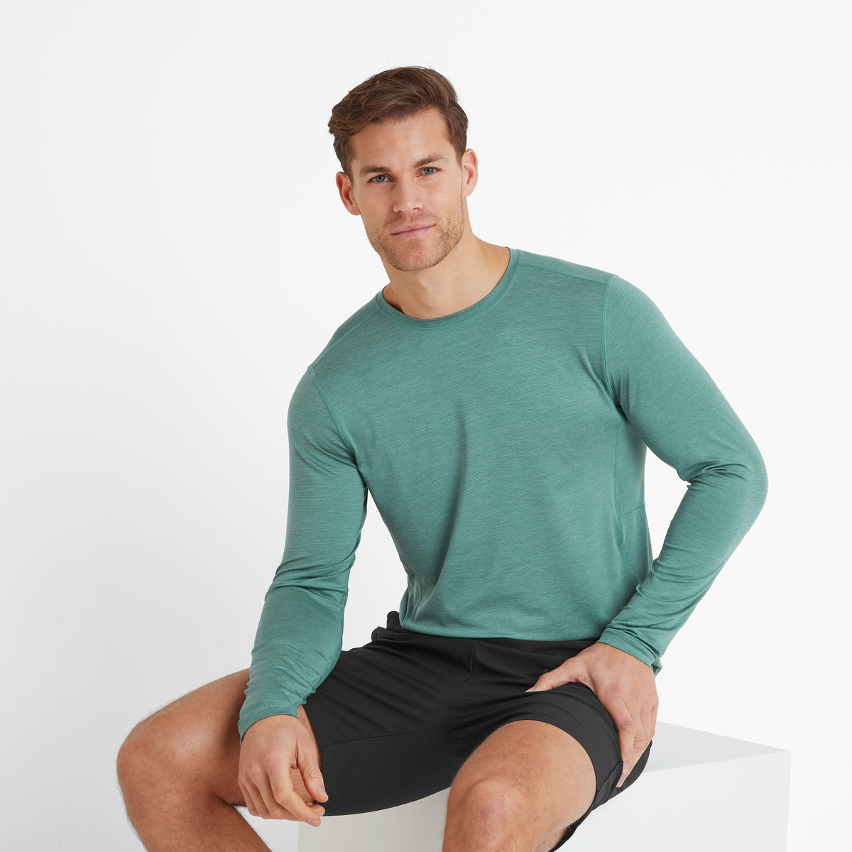 Mittel Mens Long Sleeve Performance Top - Seafoam Green Marl - Image 4