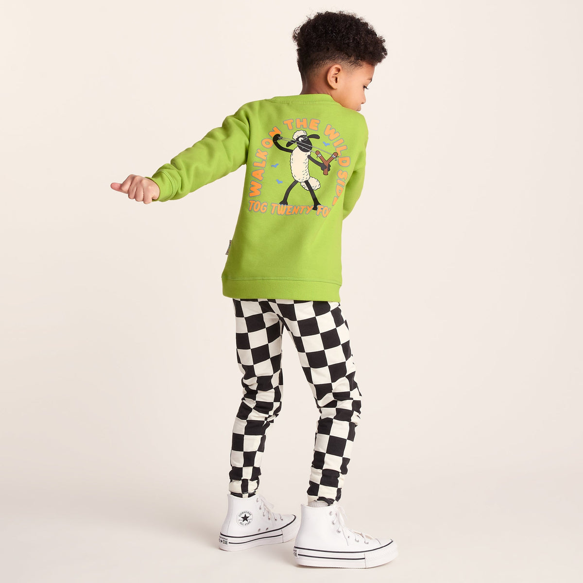 Montadale Kids Shaun the Sheep Crew Sweat - Lime Green - Image 3