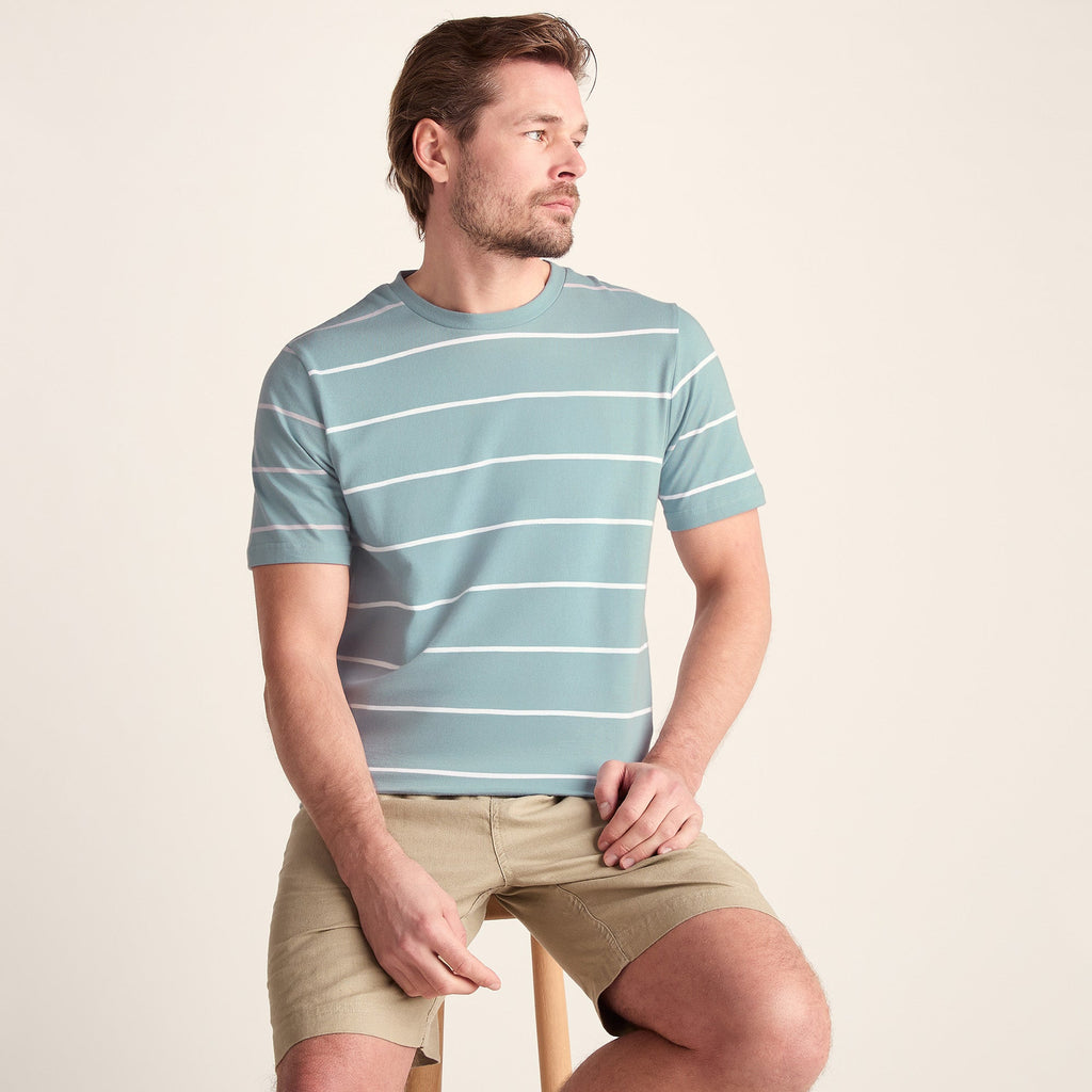 Morar Mens 100% Cotton Supersoft T-Shirt - Summer Sky Stripe - Image 5