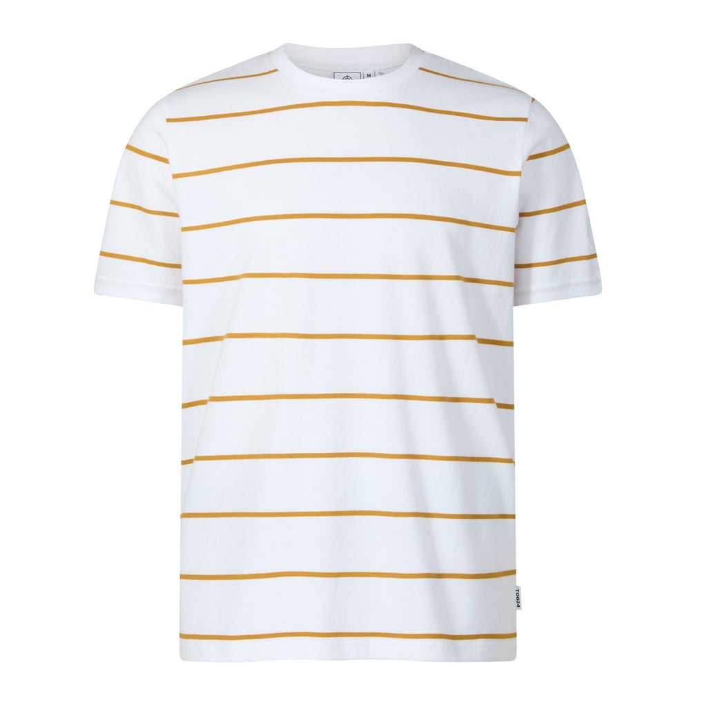 Morar Mens 100% Cotton Supersoft T-Shirt - Dark Yellow Stripe - Image 6