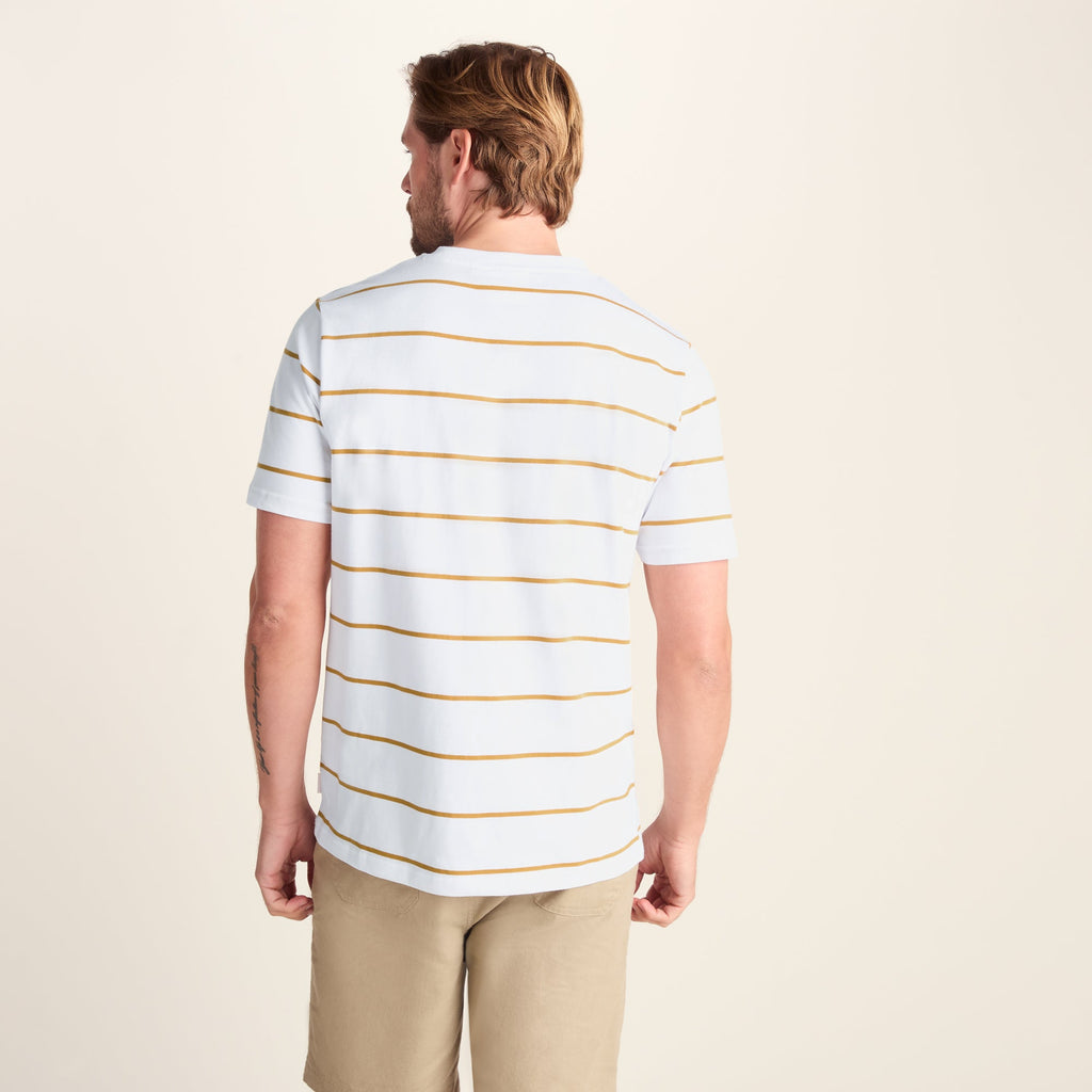 Morar Mens 100% Cotton Supersoft T-Shirt - Dark Yellow Stripe - Image 3