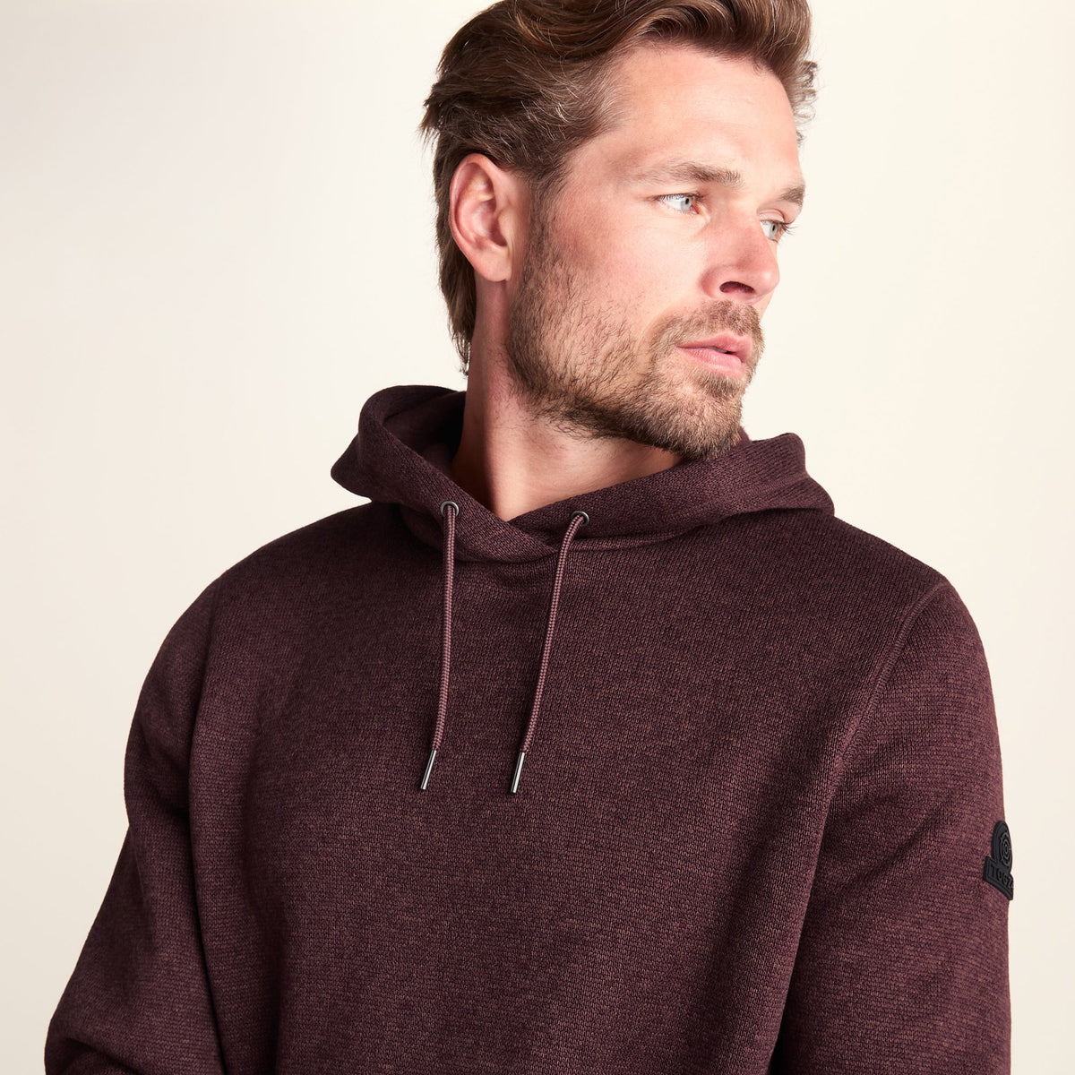 Mosby Mens Supersoft Knitlook Fleece Hoody - Chestnut Brown Melange - Image 5