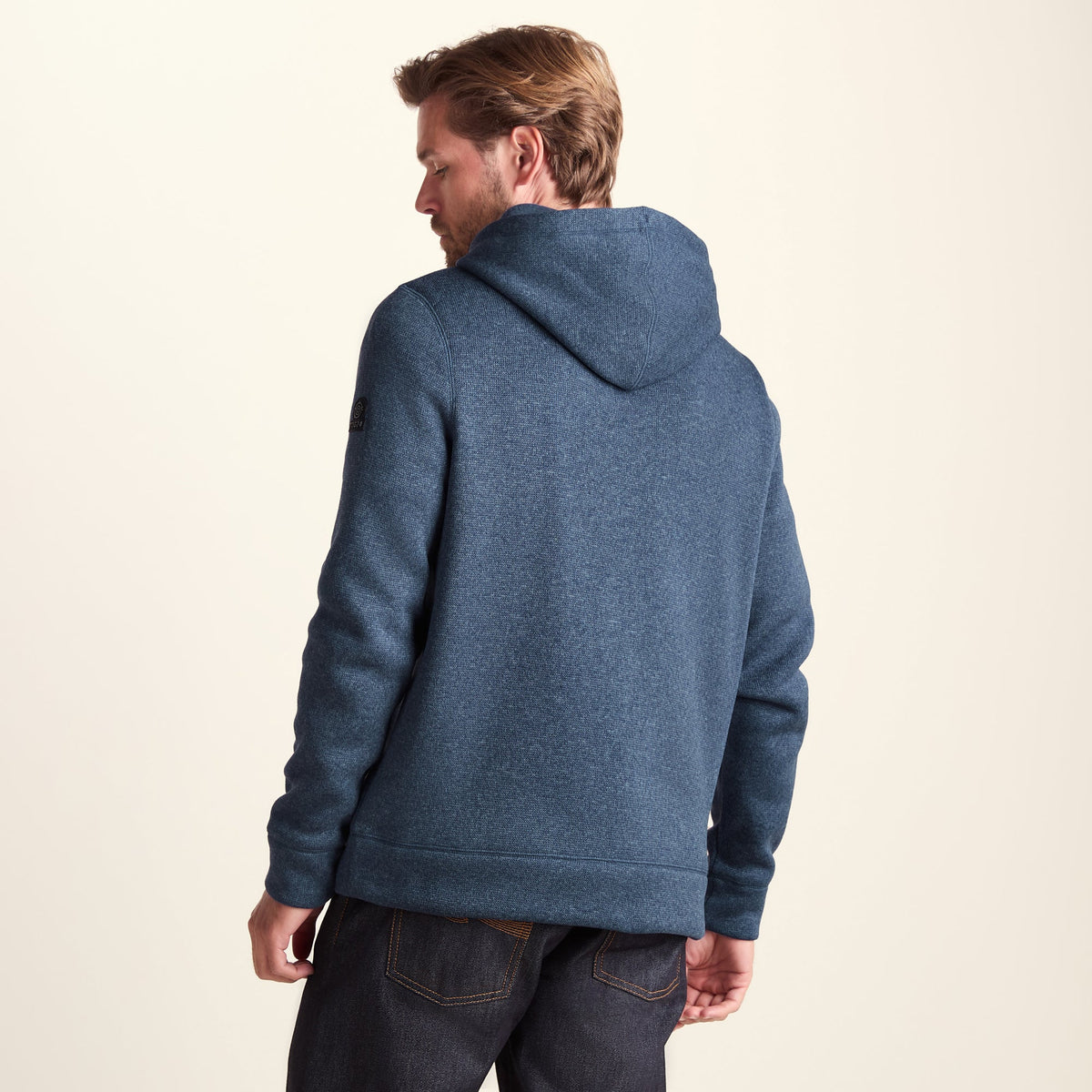 Mosby Mens Supersoft Knitlook Fleece Hoody - Smokey Blue Melange - Image 3
