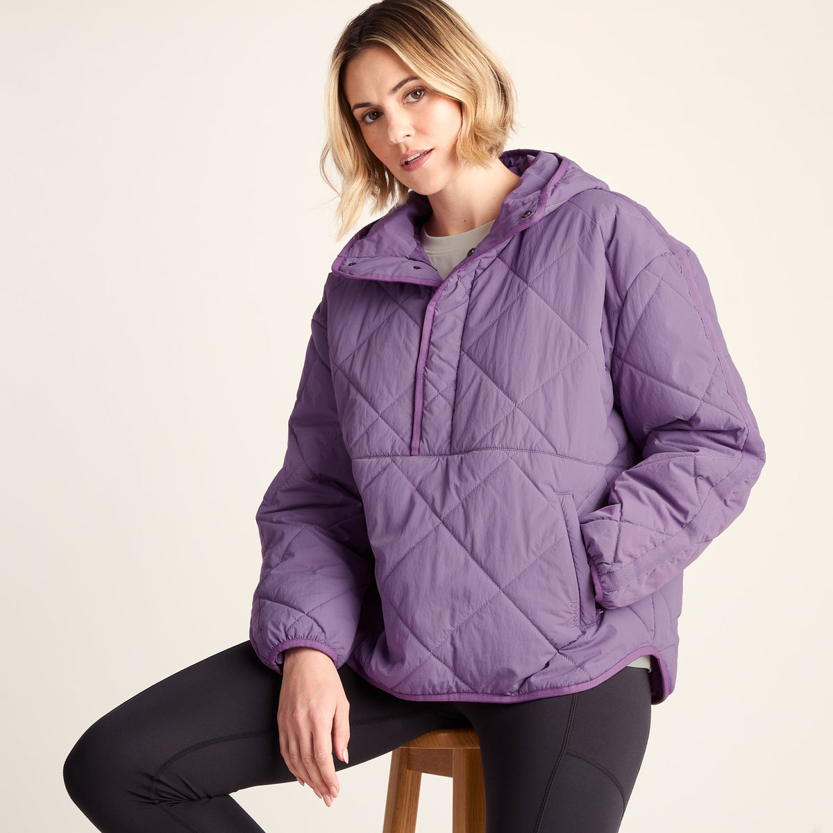 Nanford Womens Oversized Shower Resistant Diamond Quilted Jacket - Orchid - Image 5