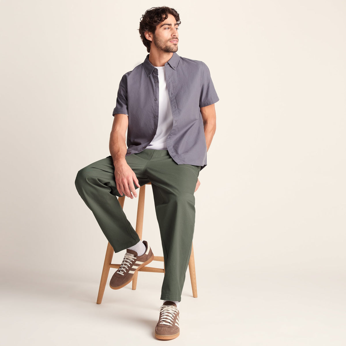 Nelson Mens Relaxed Fit 100% Cotton Heavyweight Straight Leg Trousers - Faded Khaki - Image 4