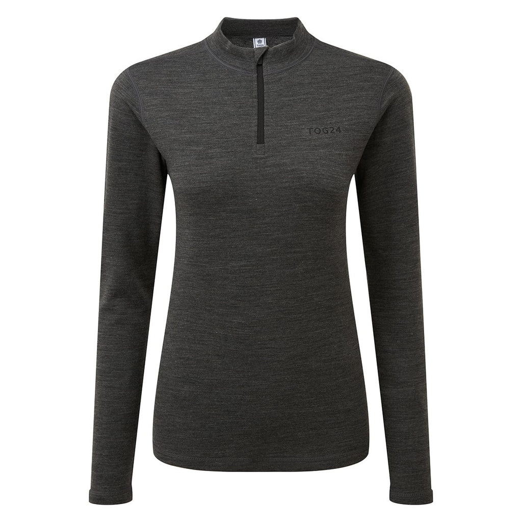 Nevis Womens Merino Base Layer Zip Neck - Grey Marl - Image 7