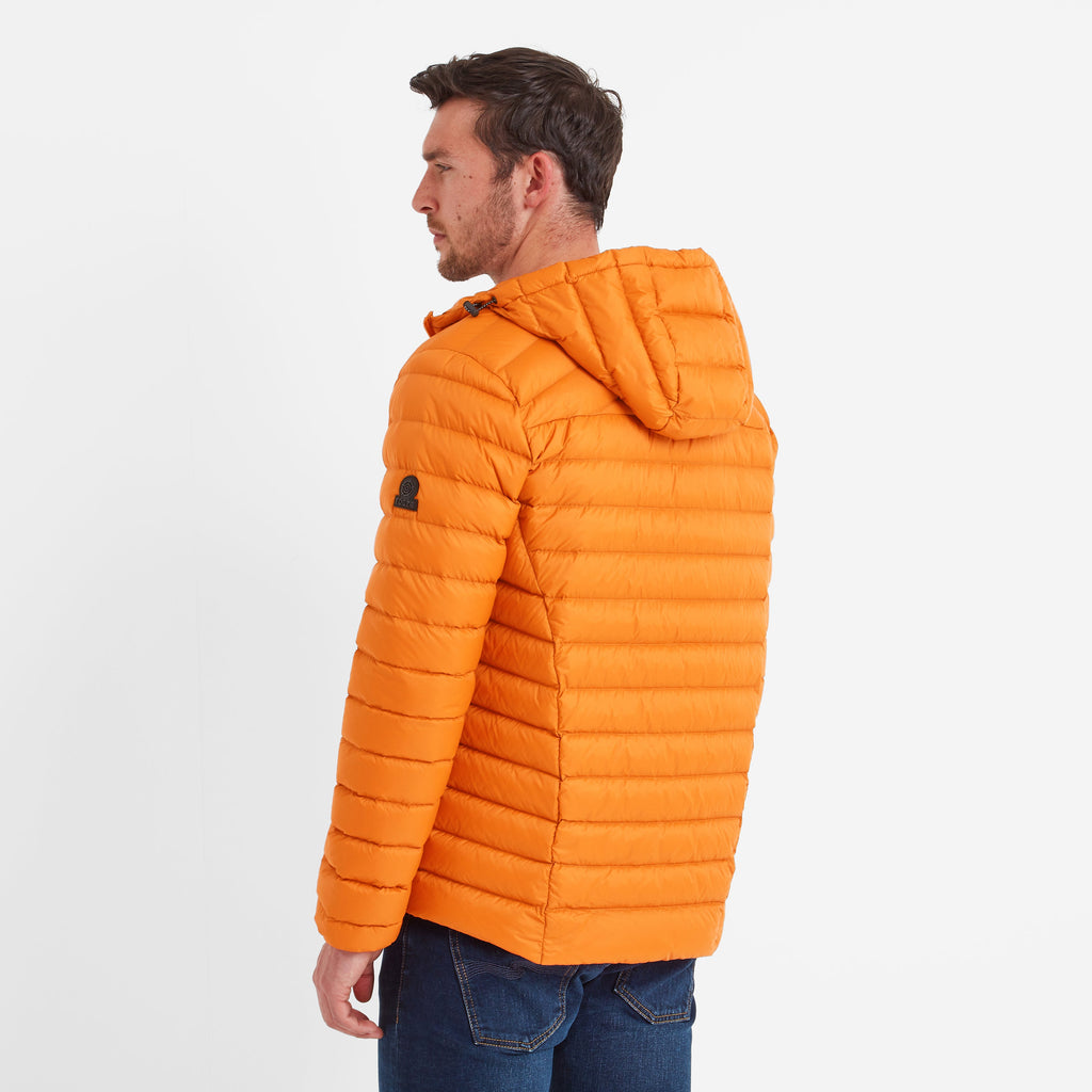 North Mens RDS Certified Down Hooded Jacket - Dark Orange - Image 3