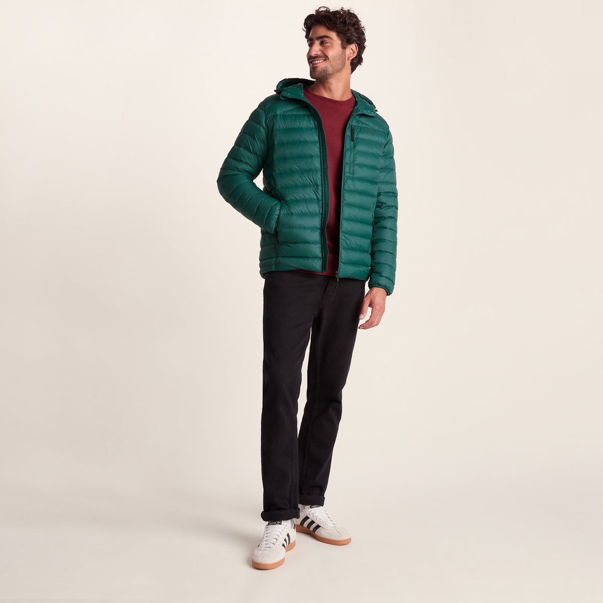 North Mens RDS Certified Down Hooded Jacket - Evergreen - Image 3