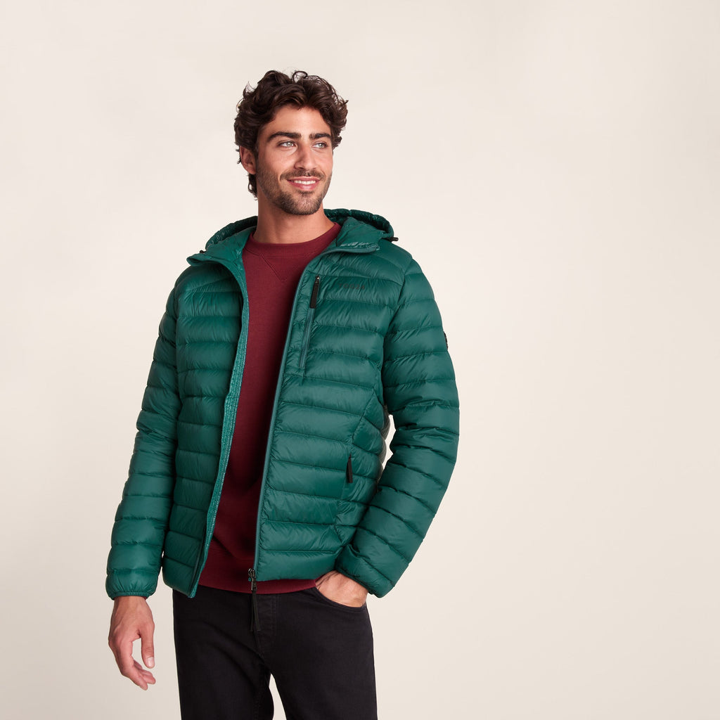 North Mens RDS Certified Down Hooded Jacket - Evergreen - Image 8