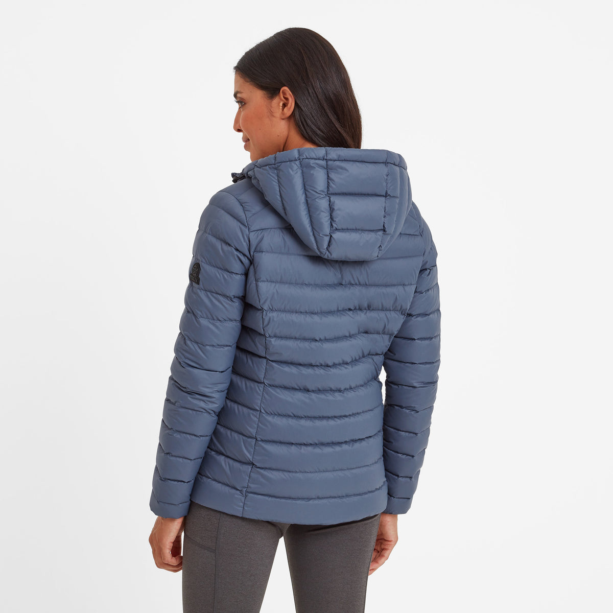 North Womens RDS Certified Down Hooded Jacket - Blue Stone - Image 4