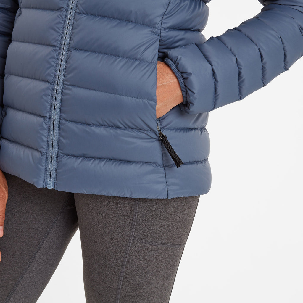 North Womens RDS Certified Down Hooded Jacket - Blue Stone - Image 6