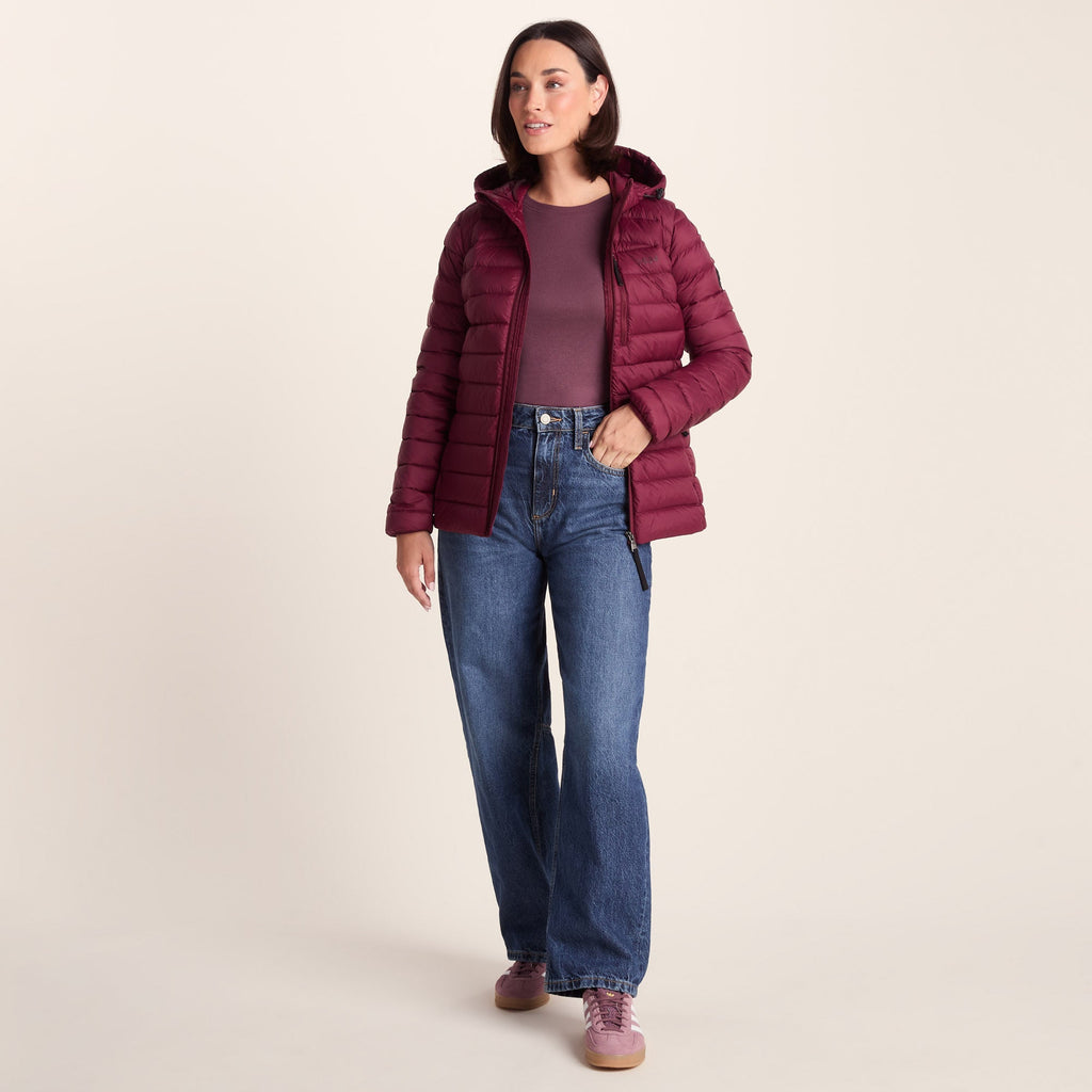 North Womens RDS Certified Down Hooded Jacket - Burgundy - Image 3