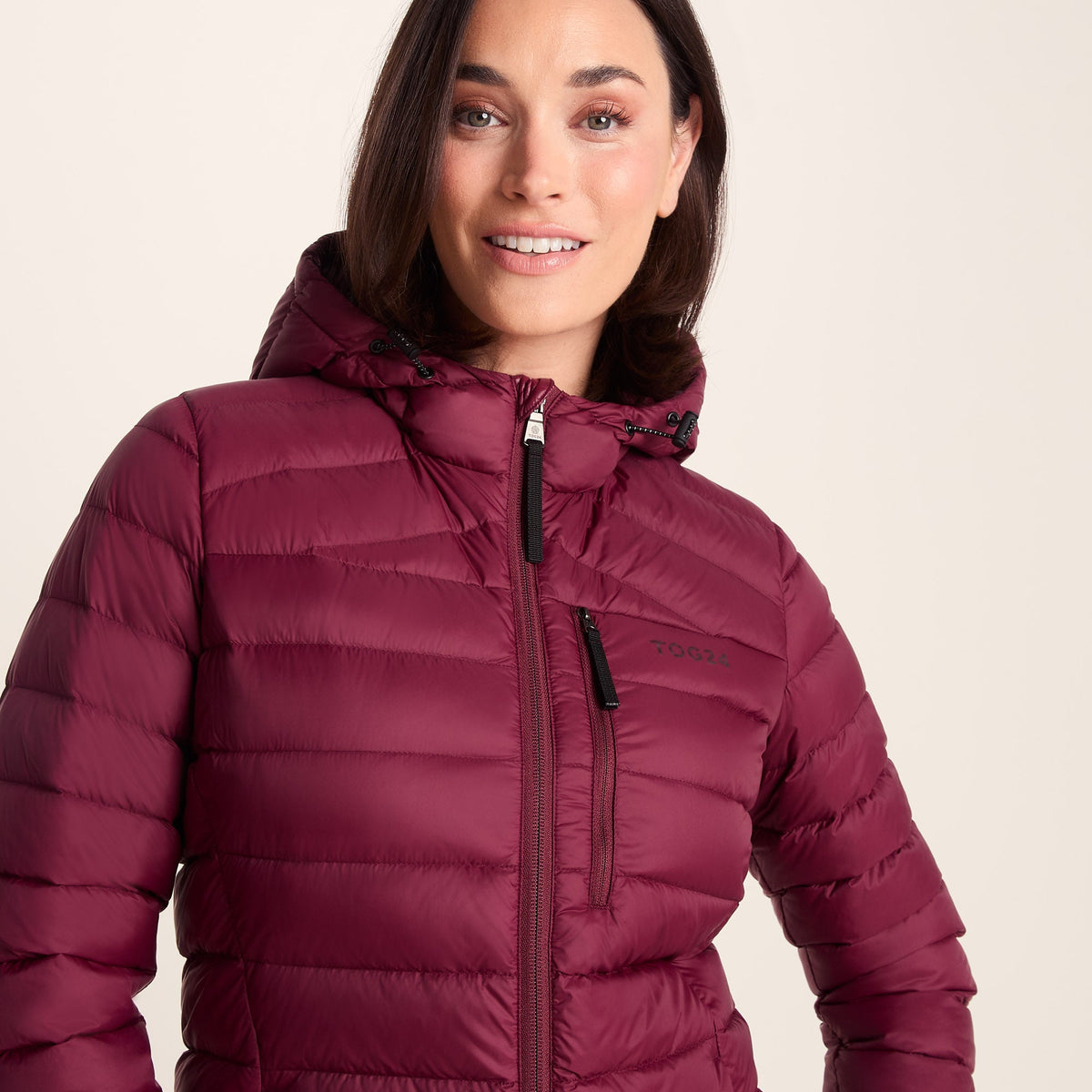 North Womens RDS Certified Down Hooded Jacket - Burgundy - Image 6