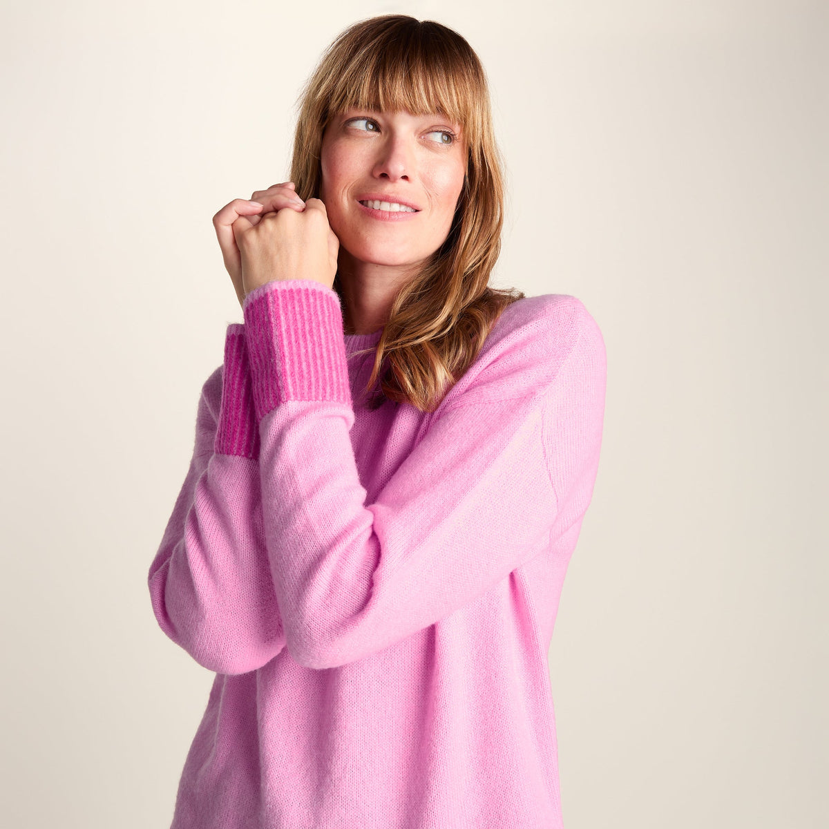 Odette Womens Soft Touch Knit Jumper - Sandy Pink - Image 5