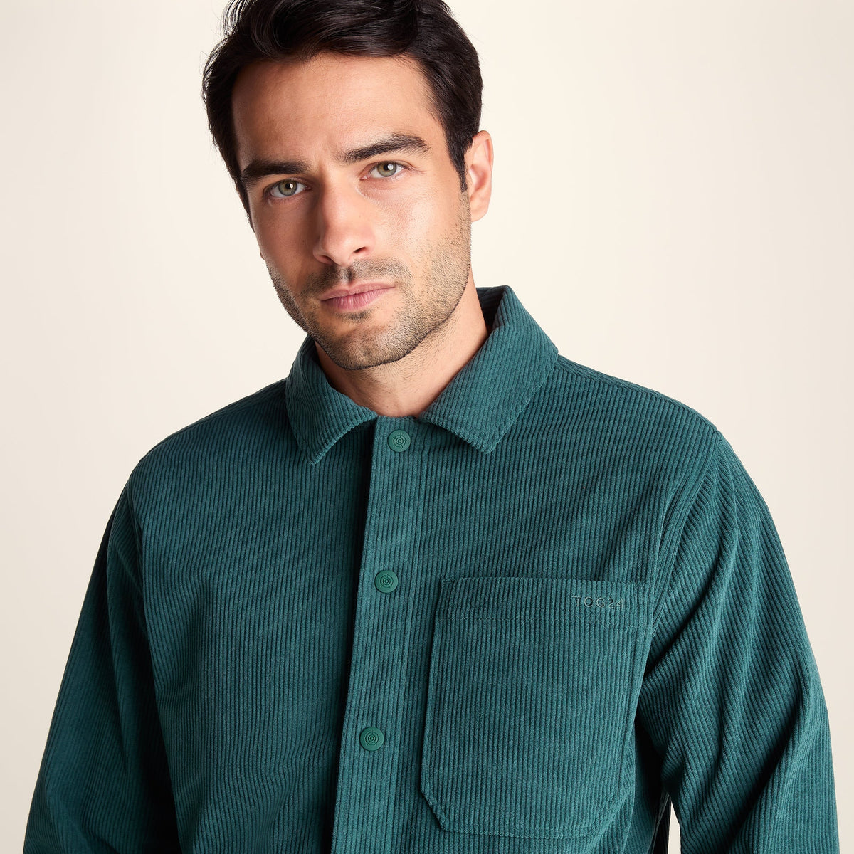 Olson Mens Chunky Corduroy Shacket - Midnight Green - Image 5