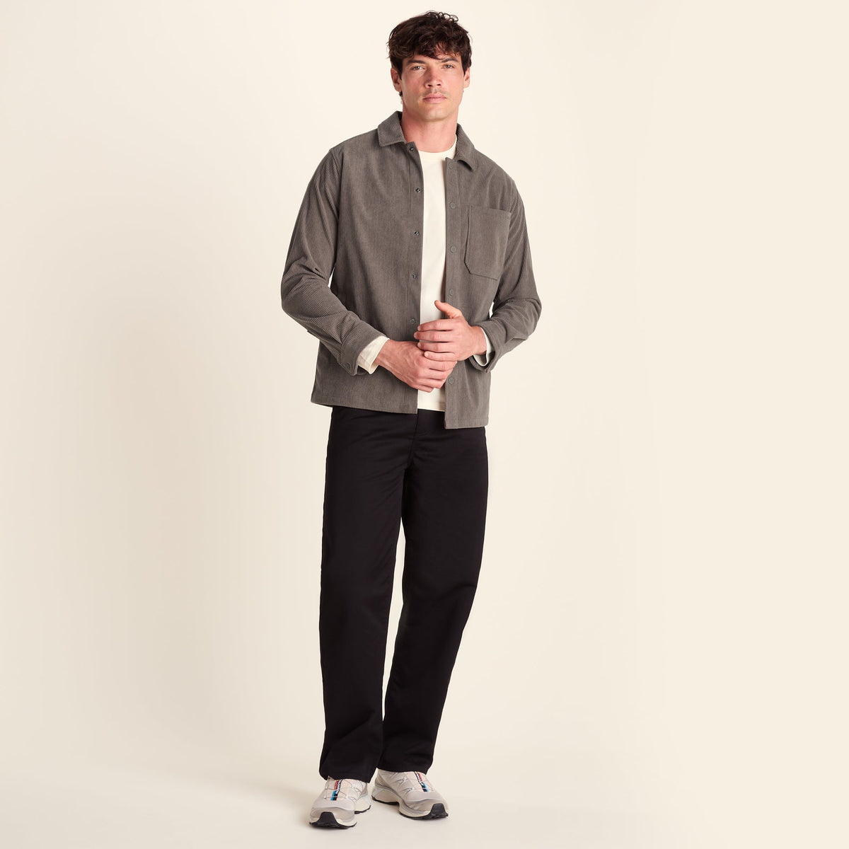 Olson Mens Chunky Corduroy Shacket - Ash Brown - Image 2