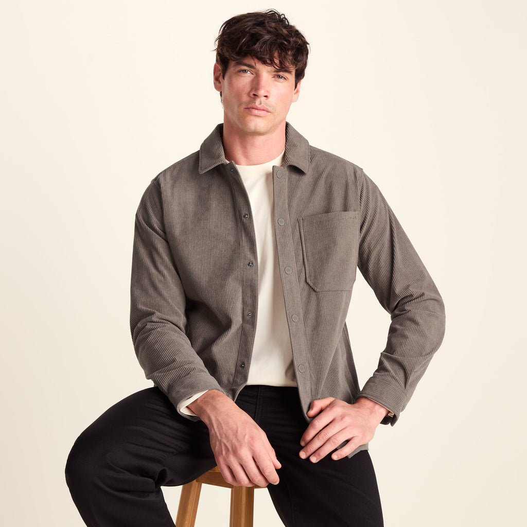Olson Mens Chunky Corduroy Shacket - Ash Brown - Image 4