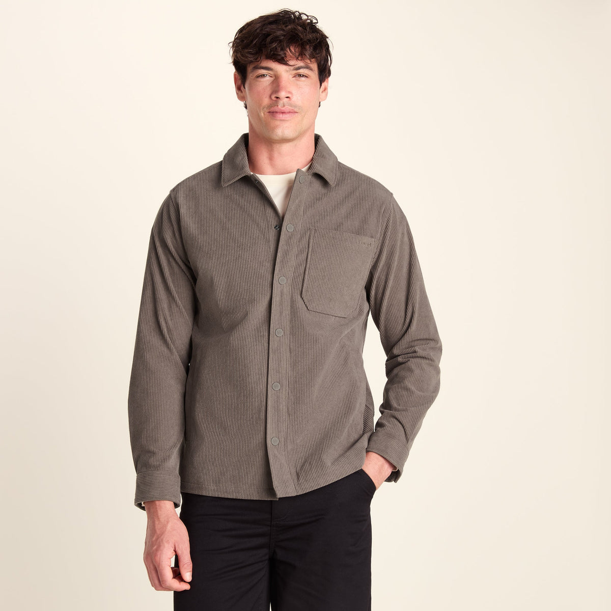 Olson Mens Chunky Corduroy Shacket - Ash Brown - Image 6