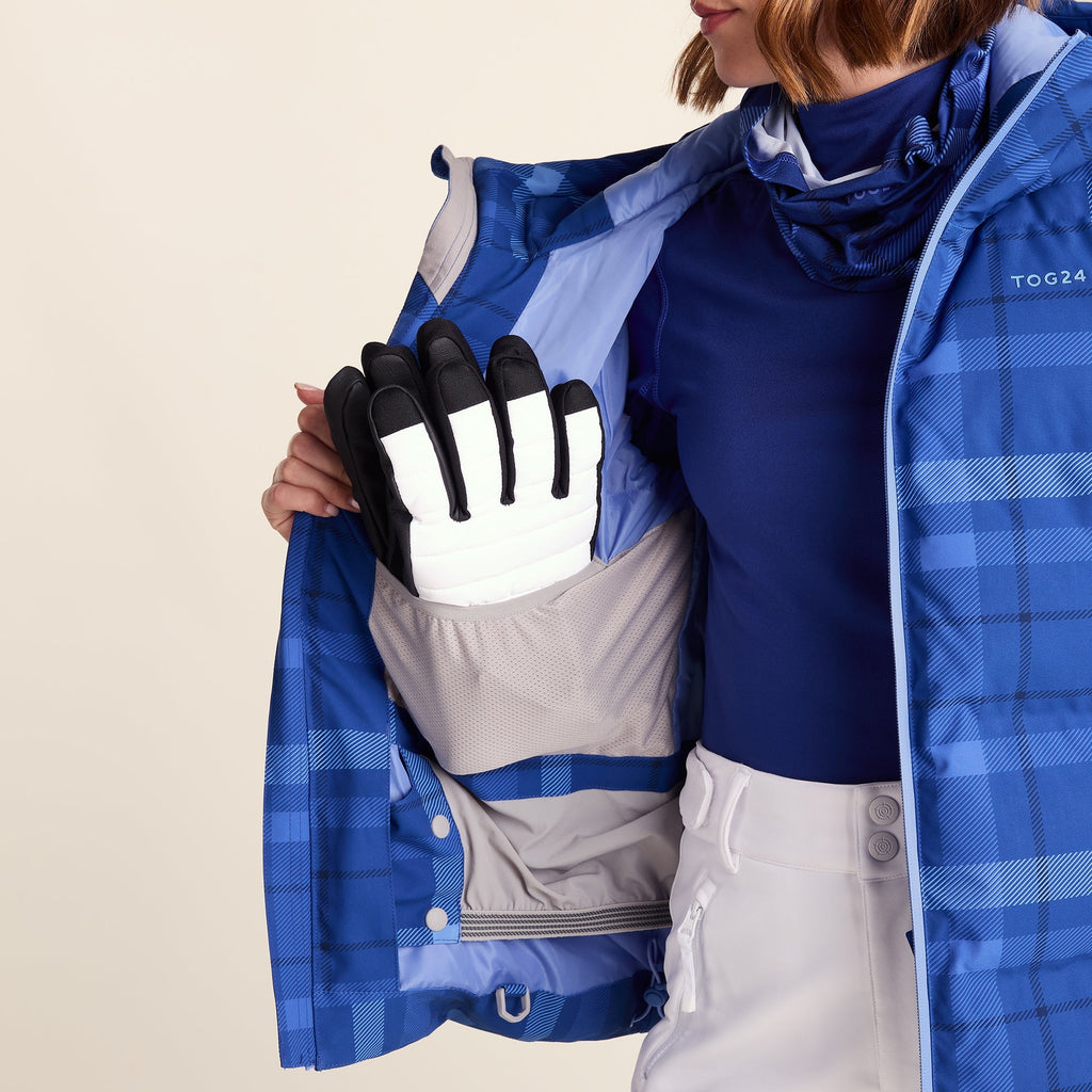 Orelle Womens Insulated Ski Jacket - Cobalt Blue Check - Image 16