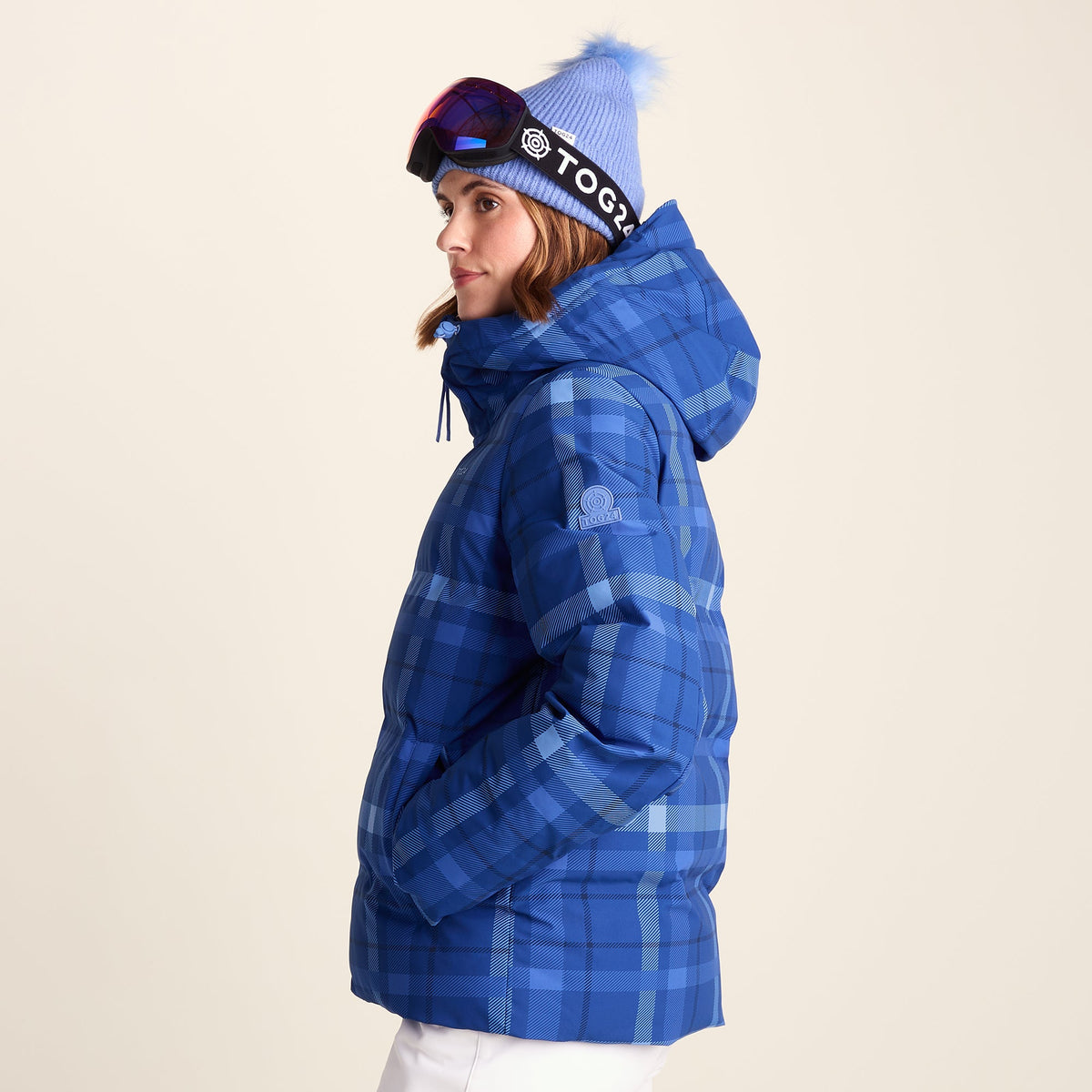 Orelle Womens Insulated Ski Jacket - Cobalt Blue Check - Image 4