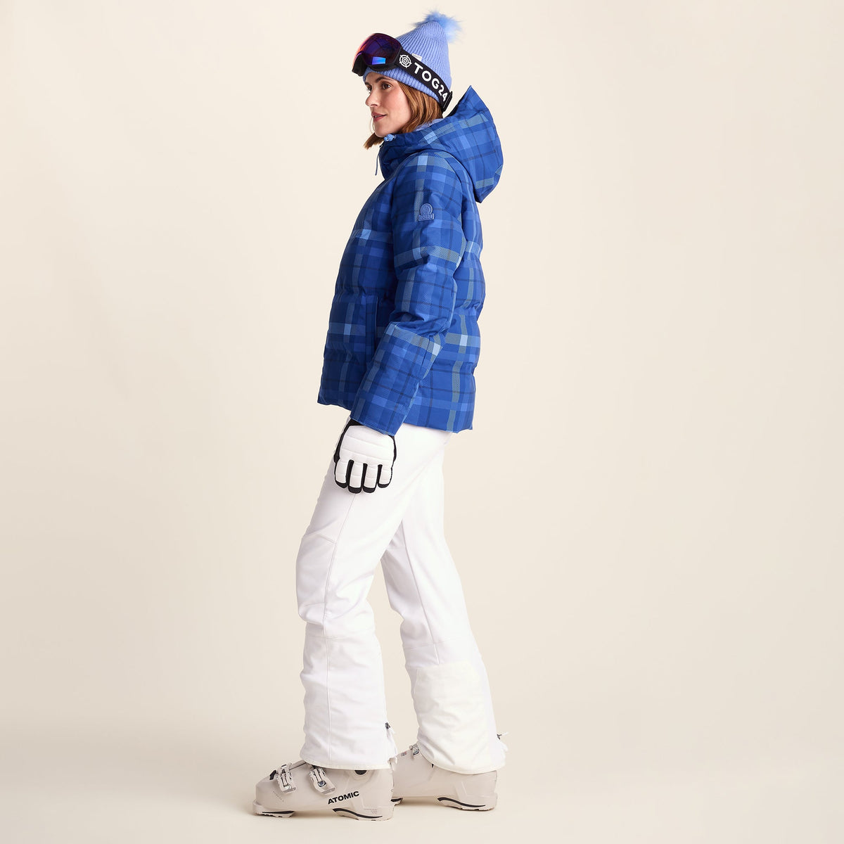 Orelle Womens Insulated Ski Jacket - Cobalt Blue Check - Image 6