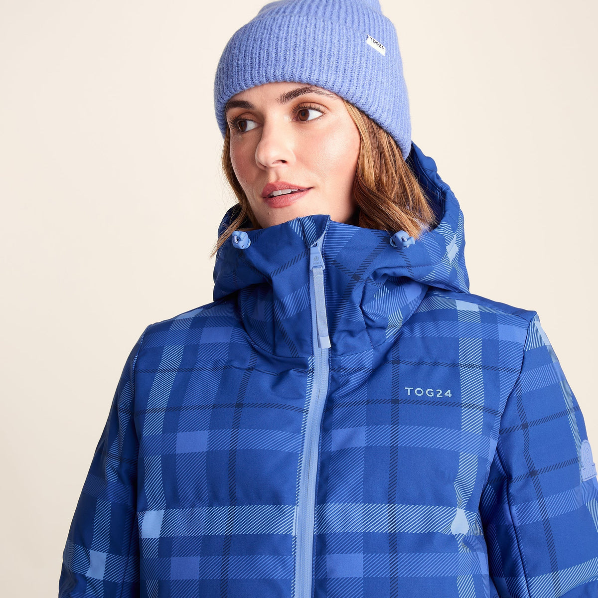 Orelle Womens Insulated Ski Jacket - Cobalt Blue Check - Image 9