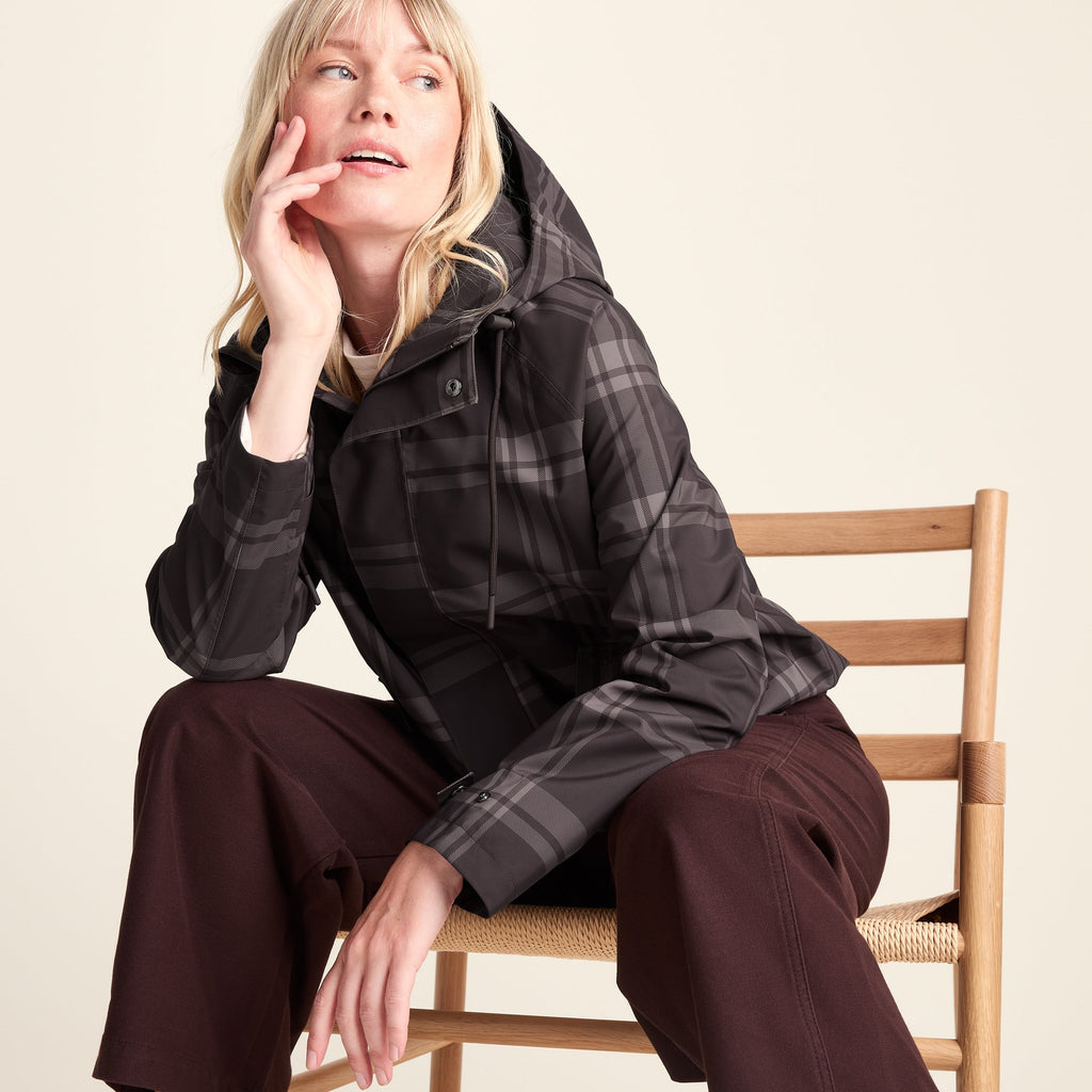 Ortega Womens Checked Waterproof Coat - Chocolate Brown - Image 5