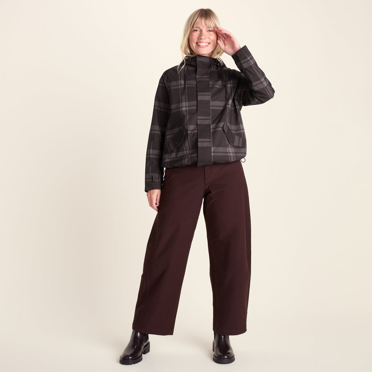 Ortega Womens Checked Waterproof Coat - Chocolate Brown - Image 7