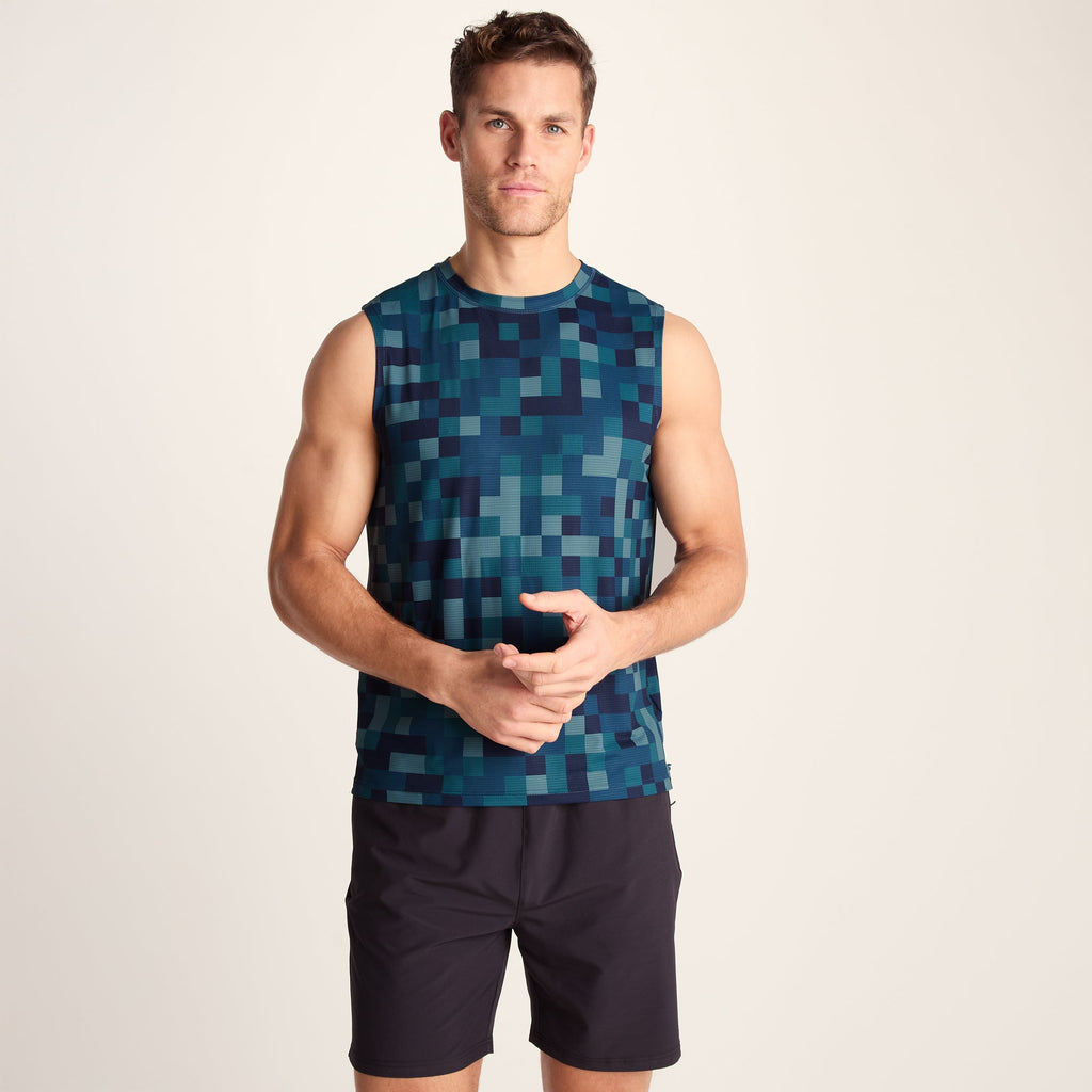Pablo Mens Performance Vest - Inky Blue Pixel Print