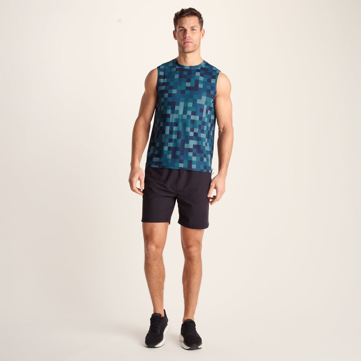 Pablo Mens Performance Vest - Inky Blue Pixel Print - Image 3