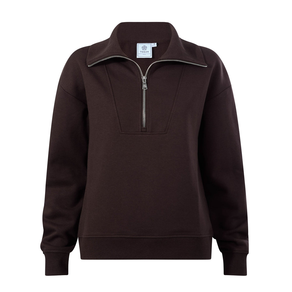 Paloma Womens Supersoft Zip Neck Sweatshirt - Chocolate Brown - Image 6