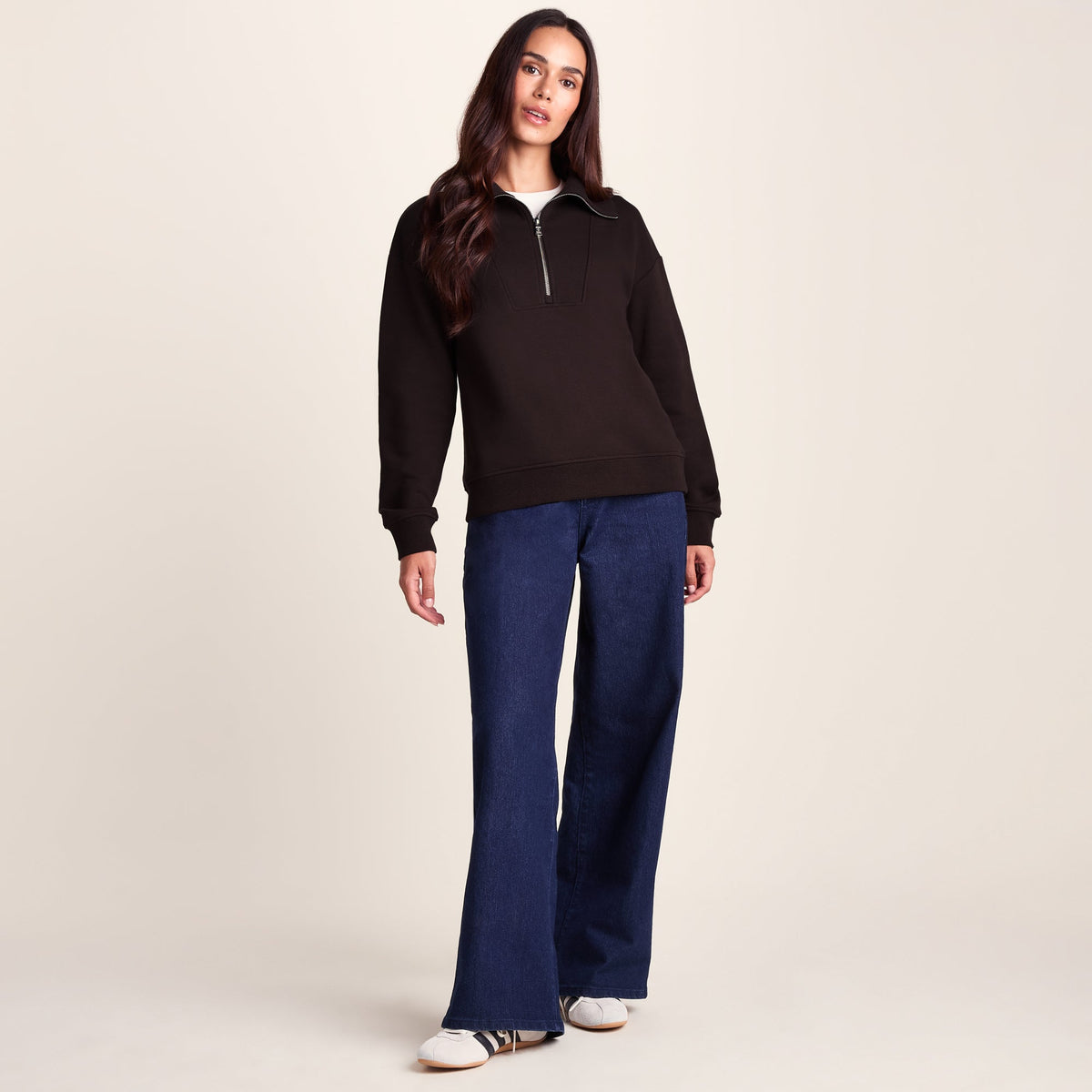 Paloma Womens Supersoft Zip Neck Sweatshirt - Chocolate Brown - Image 2